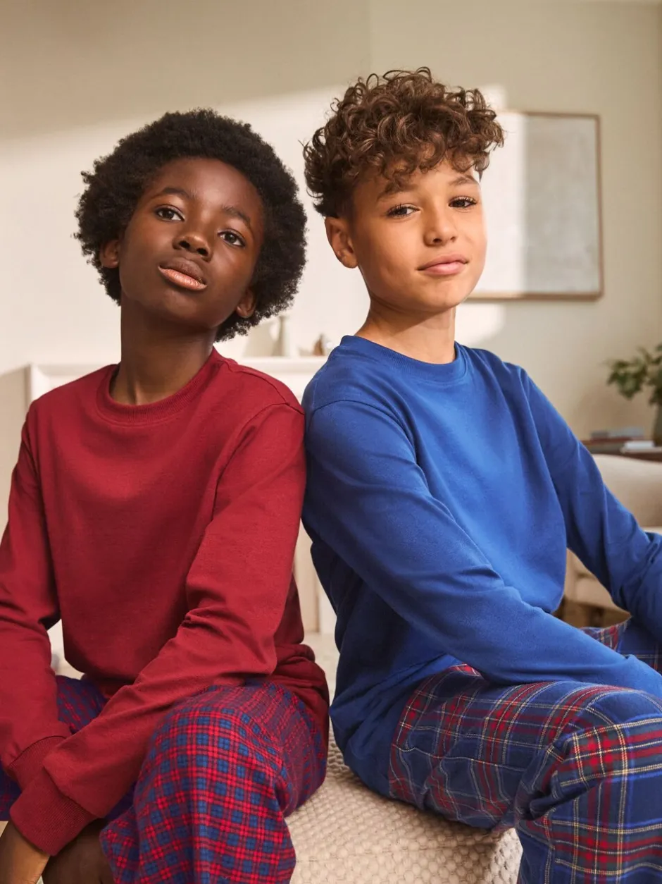 Pyjama's|Nachtkleding En Pyjama's|Next Rood/blauw - Set van 2 geweven geruite pyjama's met lange mouwen (3-16jr)