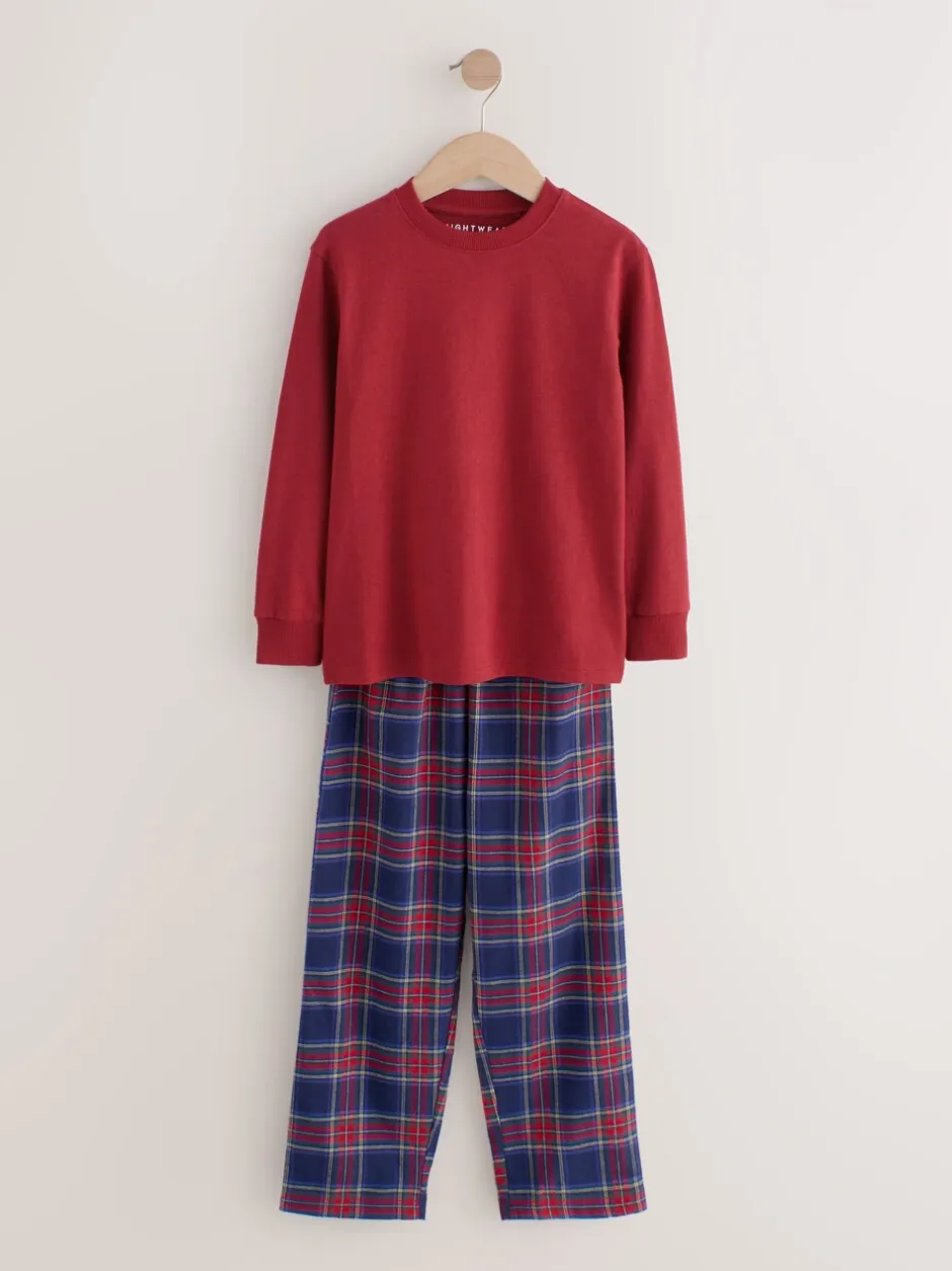 Pyjama's|Nachtkleding En Pyjama's|Next Rood/blauw - Set van 2 geweven geruite pyjama's met lange mouwen (3-16jr)