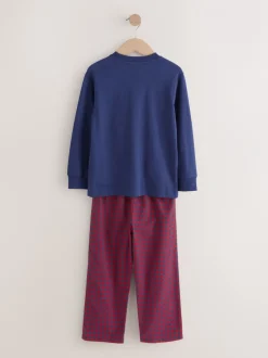 Pyjama's|Nachtkleding En Pyjama's|Next Rood/blauw - Set van 2 geweven geruite pyjama's met lange mouwen (3-16jr)