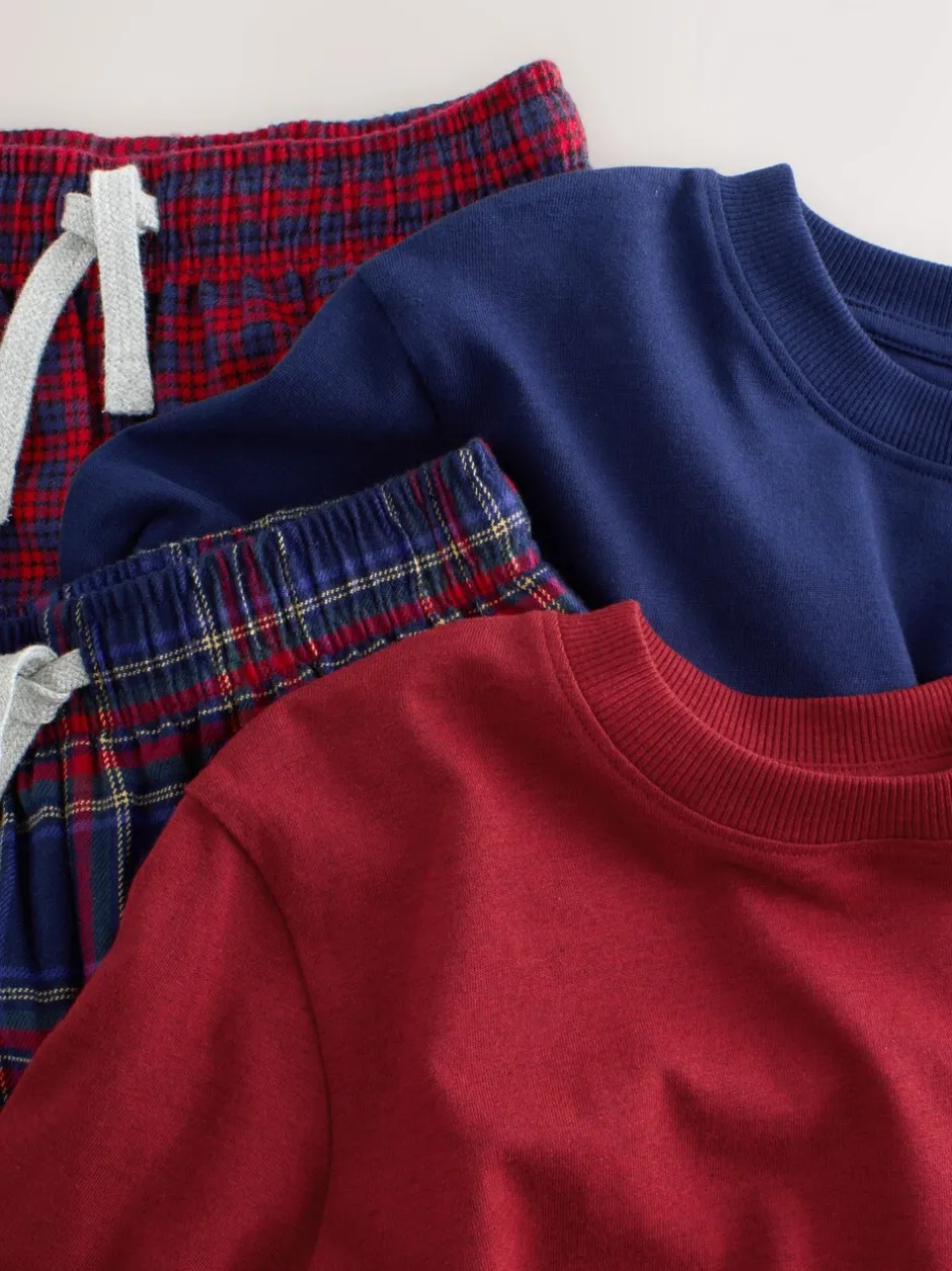 Pyjama's|Nachtkleding En Pyjama's|Next Rood/blauw - Set van 2 geweven geruite pyjama's met lange mouwen (3-16jr)