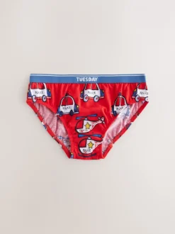 Ondergoed*Next - Set van 7 katoenen slips (1,5-10jr) Rood/blauw met hulpvoertuigenprint