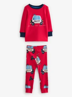 Pyjama's|Nachtkleding En Pyjama's*Next Rood/blauw met hulpvoertuigenprint - Mini Knusse Pyjama's 3 Set (9mnd-10jr)