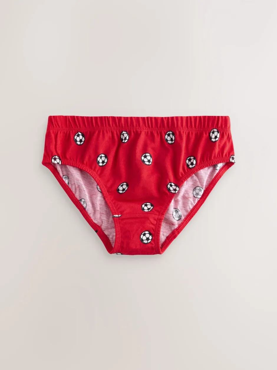 Ondergoed|Next - 100% katoenen bedrukte onderbroeken set van 5 (1.5-10jr) Rood/blauw voetbal