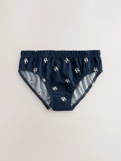 Ondergoed|Next - 100% katoenen bedrukte onderbroeken set van 5 (1.5-10jr) Rood/blauw voetbal