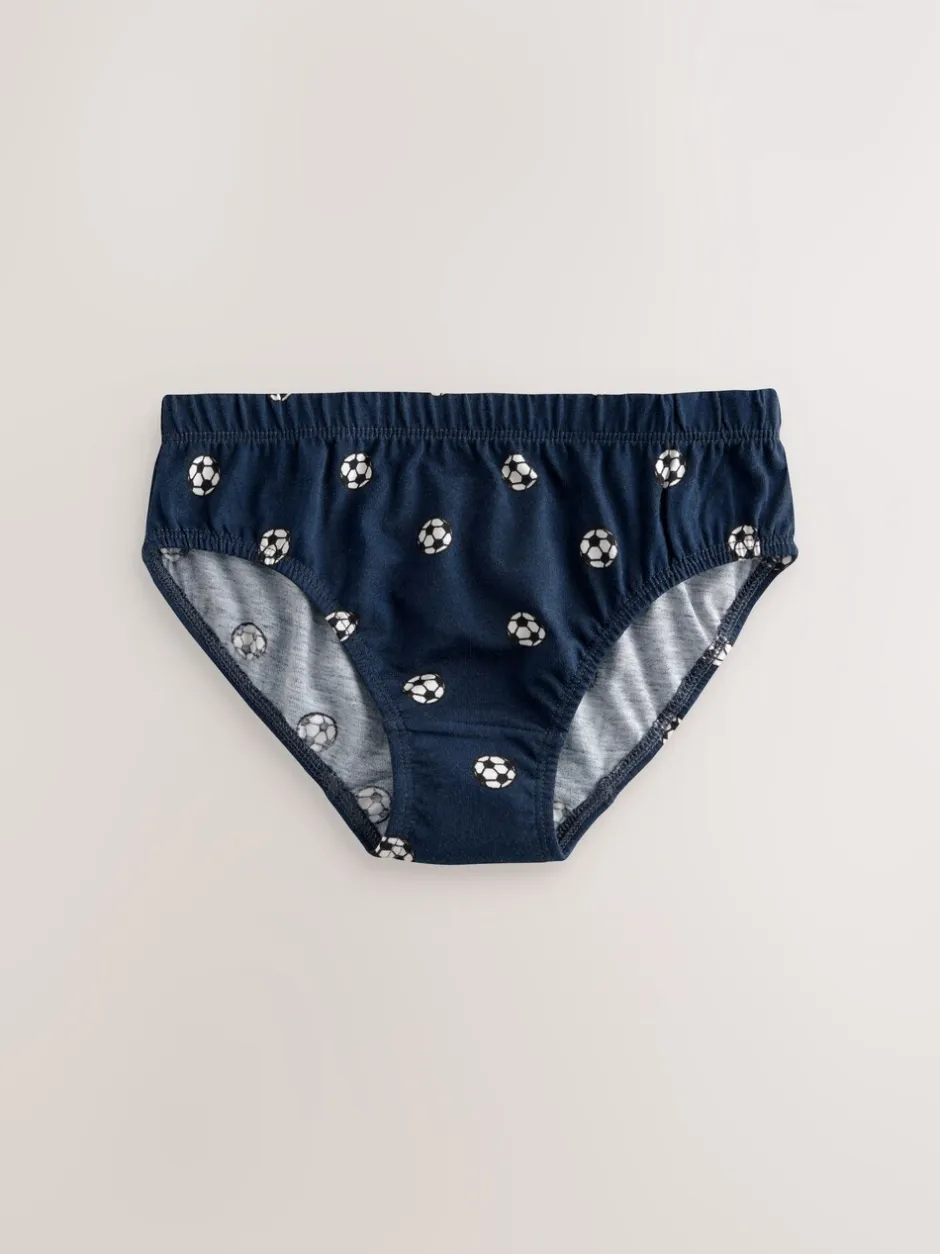 Ondergoed|Next - 100% katoenen bedrukte onderbroeken set van 5 (1.5-10jr) Rood/blauw voetbal