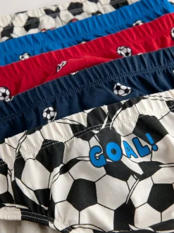 Ondergoed|Next - 100% katoenen bedrukte onderbroeken set van 5 (1.5-10jr) Rood/blauw voetbal