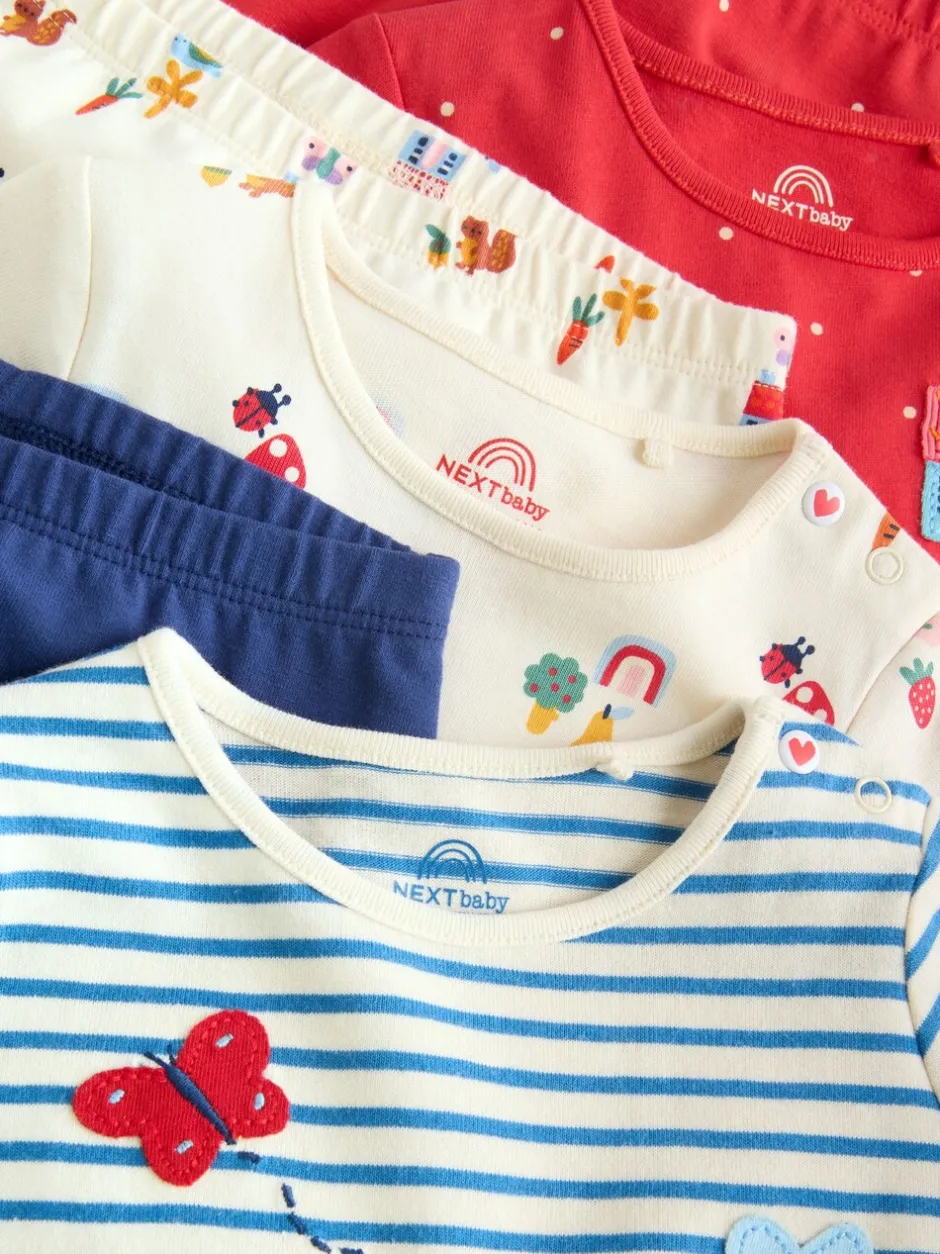 Tops|Sets En Combisets|Next Rood/blauw/crème - 6 -delige set van top met lange mouwen en leggings (0mnd -3jr)