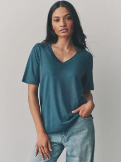 Tops En T-Shirts|Next - Modal slouch T-shirt met korte mouwen verpakking van 3 Rood/blauwgroen