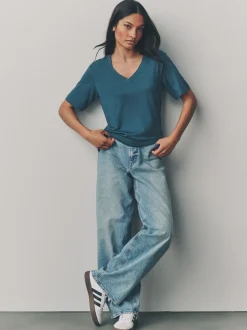 Tops En T-Shirts|Next - Modal slouch T-shirt met korte mouwen verpakking van 3 Rood/blauwgroen