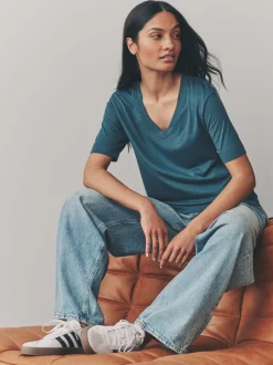 Tops En T-Shirts|Next - Modal slouch T-shirt met korte mouwen verpakking van 3 Rood/blauwgroen