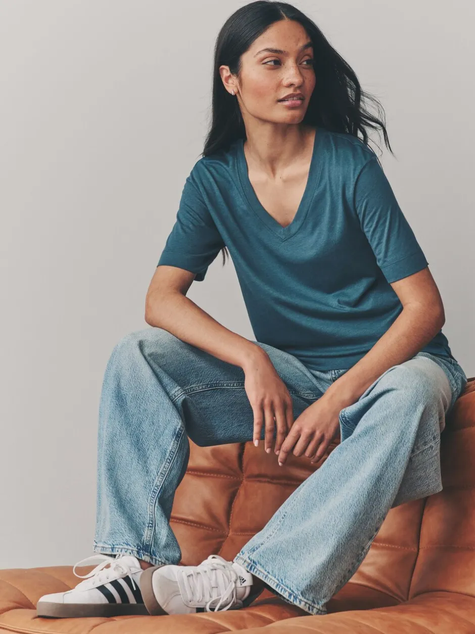 Tops En T-Shirts|Next - Modal slouch T-shirt met korte mouwen verpakking van 3 Rood/blauwgroen