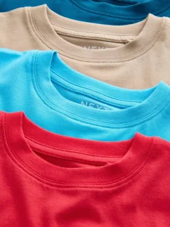 T-Shirts|Tops*Next Rood/blauw/marineblauw/Naturel - Set van 4 T-shirts met korte mouwen (3-16 jr)