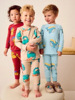 Pyjama's|Nachtkleding En Pyjama's|Next Rood/blauw/neutraal dierenprint - Verpakking van 3 knusse pyjama's (9 mnd-10 jr)