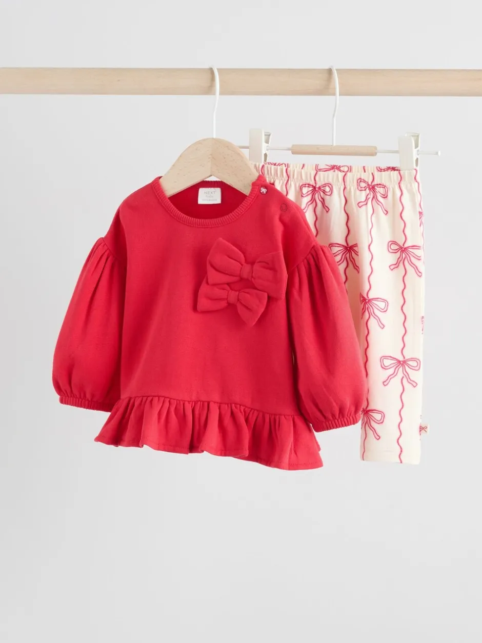 Sets En Combisets|Truien En Breisels|Next - Baby Strik Sweater en Leggings Set 2 Pieces (0mnd-2jr) Rood/crèmekleurig