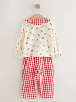 Nachtkleding En Pyjama's|Pyjama's*Next Rood/crèmekleurig - Geweven pyjama met knopen (9 mnd-10 jr)