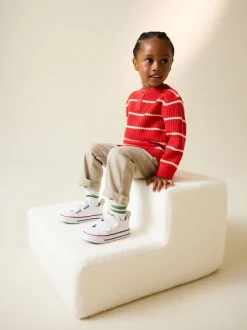 Truien En Breisels|Next - Knitted Stripe Henley Jumper (3mths-7yrs) Rood/ecru