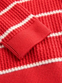 Truien En Breisels|Next - Knitted Stripe Henley Jumper (3mths-7yrs) Rood/ecru