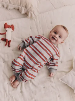 Rompertjes En Tuinbroeken|Babypakjes En Babypyjama's|Next Rood/grijs gestreept - Baby joggingromper (0mnd-3jr)