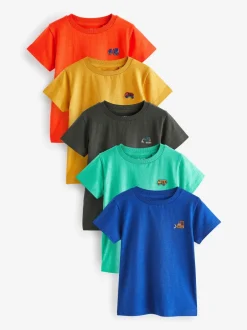 Tops|T-Shirts*Next Rood/groen - Set van 5 T-shirts met korte mouwen (3mnd-7jr)