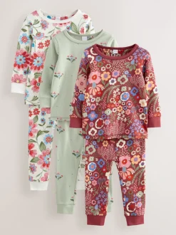 Nachtkleding En Pyjama's|Pyjama's*Next - Verpakking van 3 knusse pyjama's (9 mnd-10 jr) Rood/groen met bloemenprint
