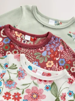 Nachtkleding En Pyjama's|Pyjama's*Next - Verpakking van 3 knusse pyjama's (9 mnd-10 jr) Rood/groen met bloemenprint