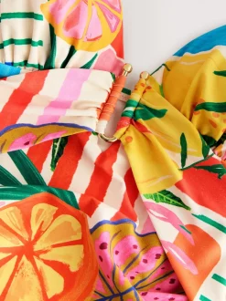 Badkleding*Next - Utrim Diep uitgesneden zwempak met buikcorrectie Rood/groen tropisch