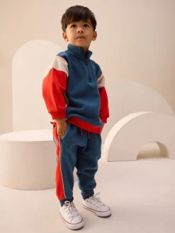 Sets En Combisets|Truien En Breisels*Next - Set van top met halve rits en joggingbroek (3mnd-7jr) Rood/marineblauw