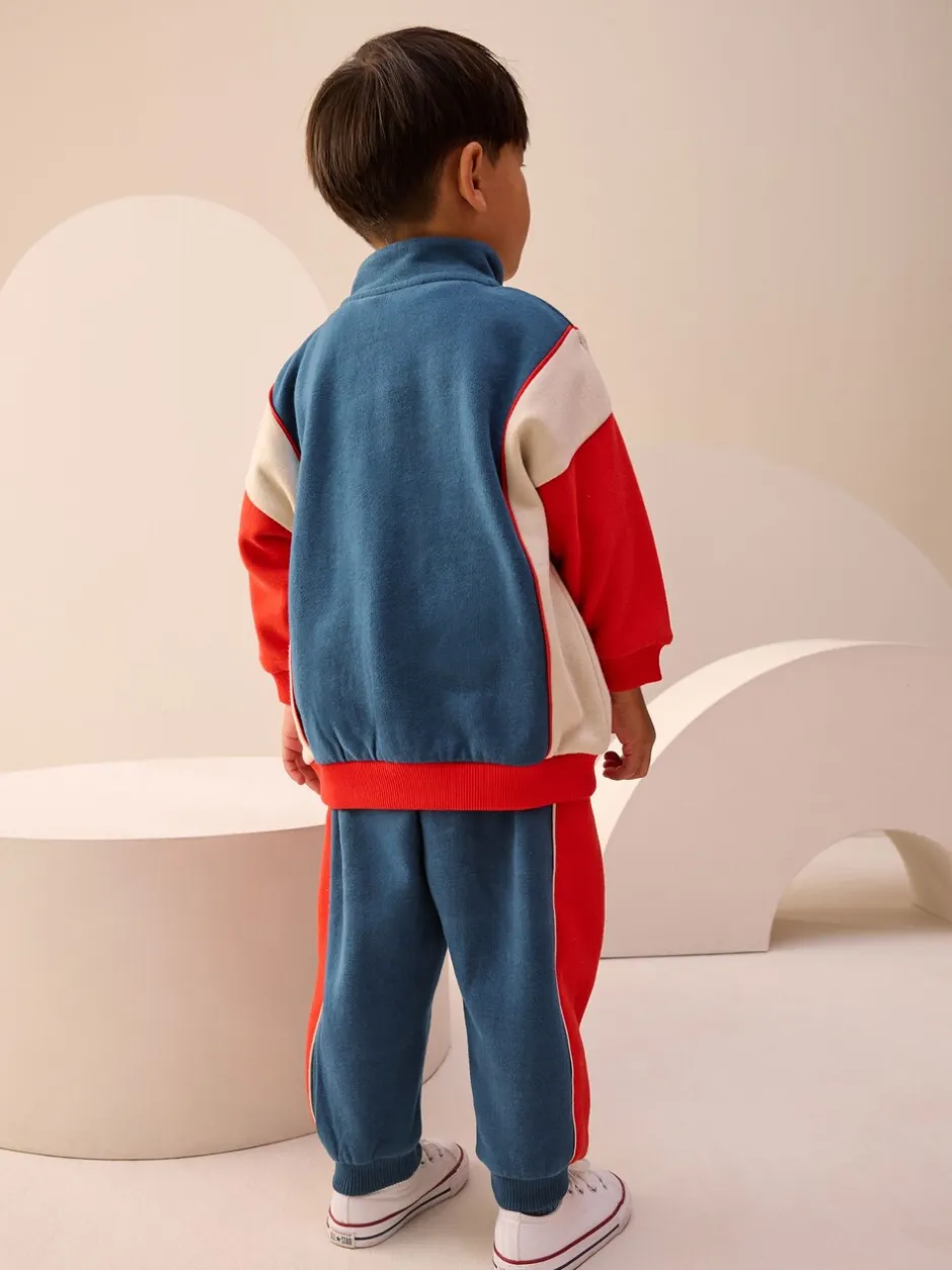 Sets En Combisets|Truien En Breisels*Next - Set van top met halve rits en joggingbroek (3mnd-7jr) Rood/marineblauw