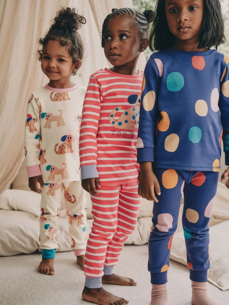 Multipacks|Nachtkleding En Pyjama's|Next - Verpakking van 3 knusse pyjama's (9 mnd-9 jr) Rood/marineblauw hondenapplicatie