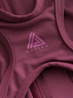 Sportkleding|Badkleding|Next Roodpaars 'Wine' - Active High Neck Tummy Control Swimsuit