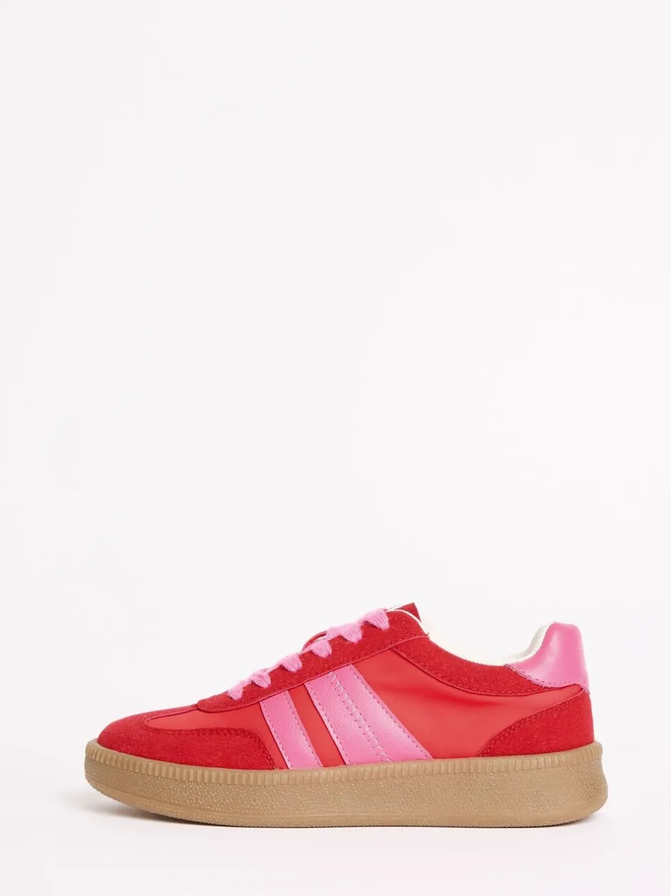 Sneakers|Friends Like These Rood/roze - Lace Up Retro Gumsole Sports Trainers