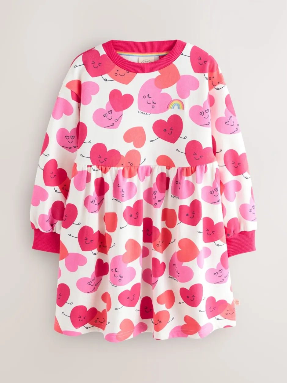Jurken|Jurken|Little Bird by Jools Oliver Rood/roze - Skater Sweatjurk
