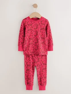 Nachtkleding En Pyjama's|Pyjama's|Next - Verpakking van 3 knusse pyjama's (9 mnd-9 jr) Rood/roze bloemenapplicatie