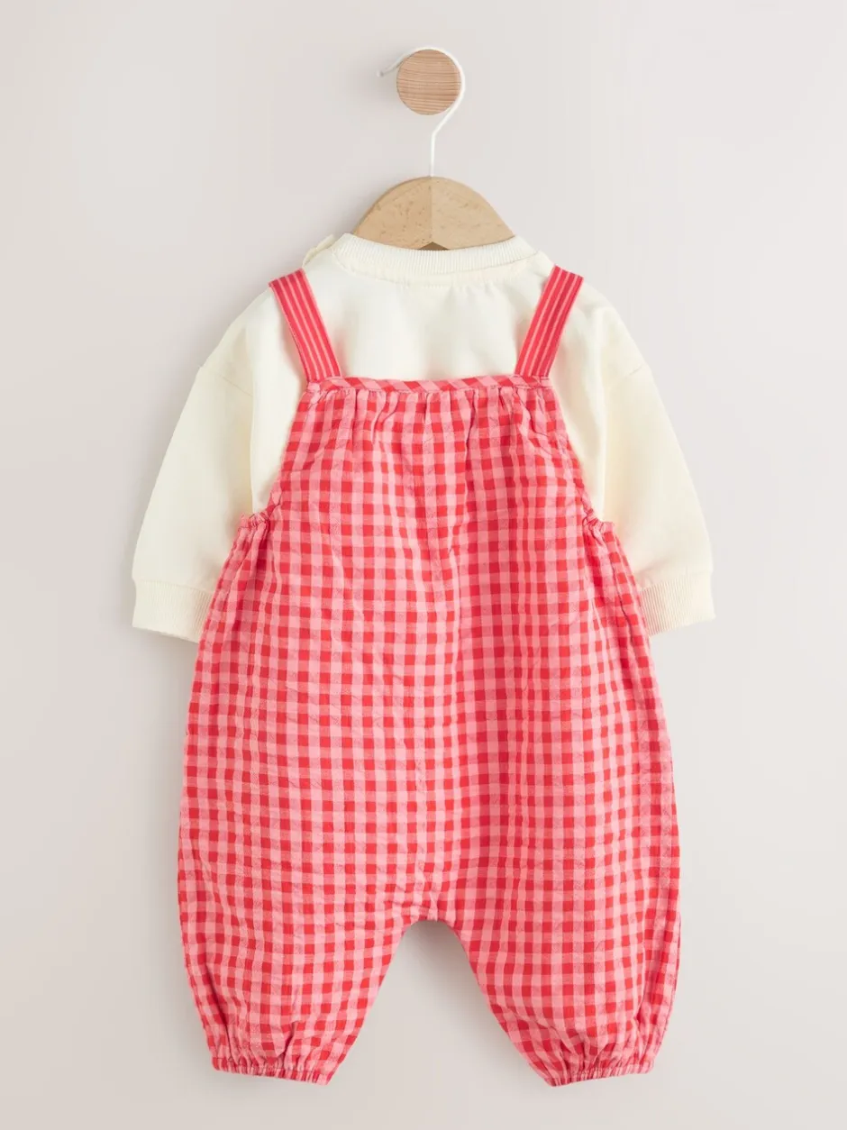 Tuinbroeken*Next - Baby tuinbroek en bodysuit 2 -delige set (0mnd -2jr) Rood/roze geruit