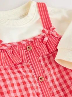 Tuinbroeken*Next - Baby tuinbroek en bodysuit 2 -delige set (0mnd -2jr) Rood/roze geruit