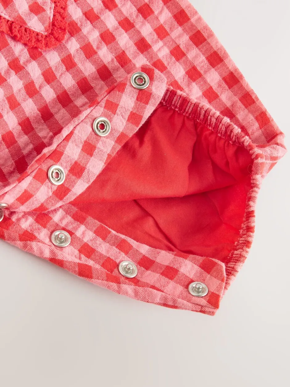Tuinbroeken*Next - Baby tuinbroek en bodysuit 2 -delige set (0mnd -2jr) Rood/roze geruit