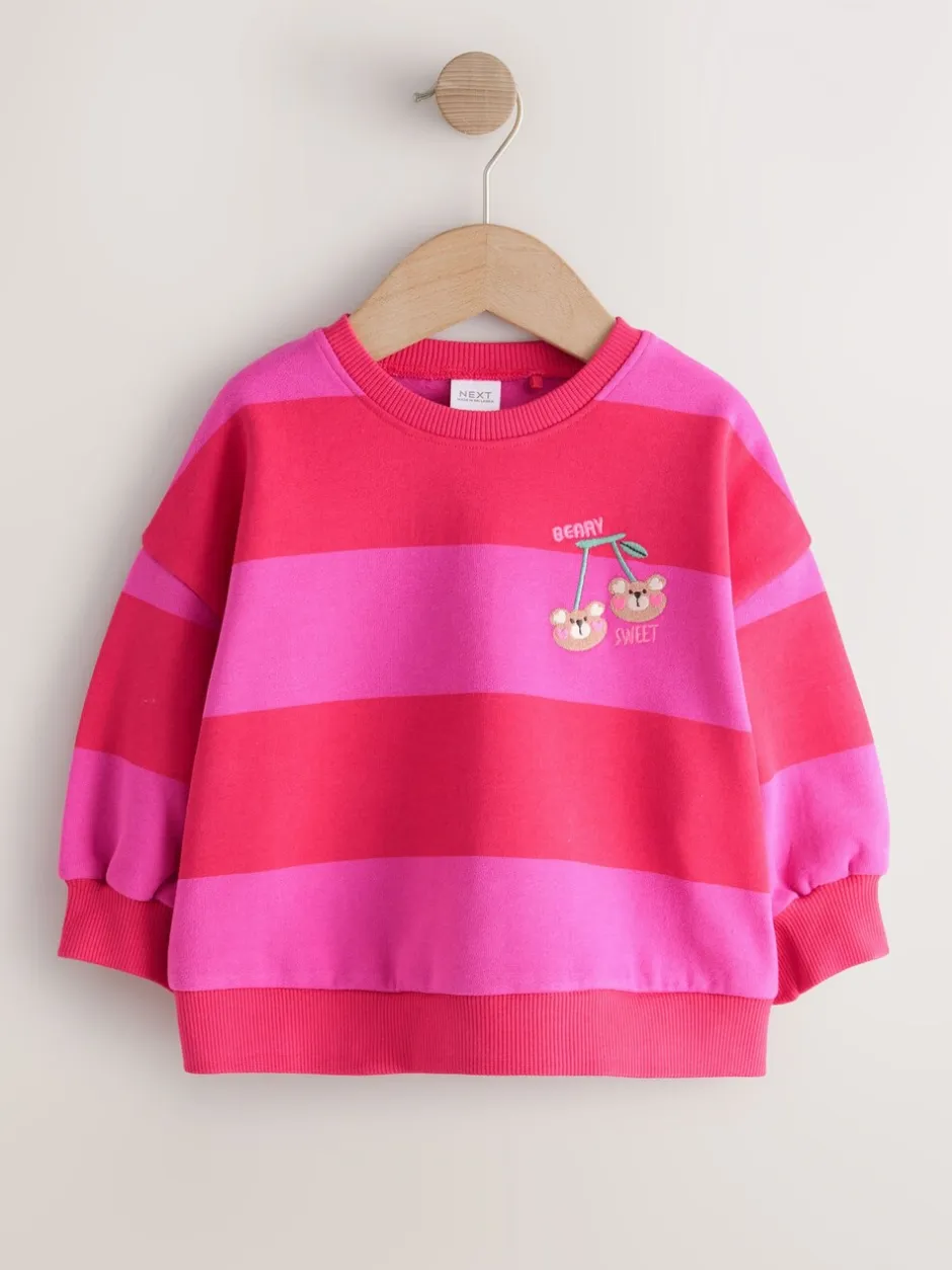 Truien En Breisels|Sweaters En Hoody´S*Next Rood/roze gestreept - Sweatshirt met ronde hals (3 mnd-7 jr)
