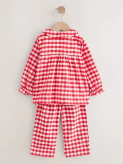 Nachtkleding En Pyjama's|Pyjama's|Next Rood/wit geruite ruit - Geweven pyjama met knopen (9 mnd-11 jr)