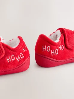 Pantoffels|Next - Warm gevoerde pantoffels met kuipzool Rood/wit Kerstmis
