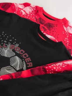 Pyjama's|Nachtkleding En Pyjama's*Next Rood/zwart voetbal - Verpakking van 2 pyjama's met lange mouwen (3-16 jr)