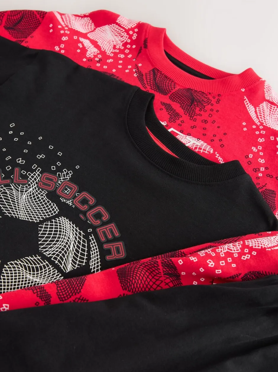 Pyjama's|Nachtkleding En Pyjama's*Next Rood/zwart voetbal - Verpakking van 2 pyjama's met lange mouwen (3-16 jr)