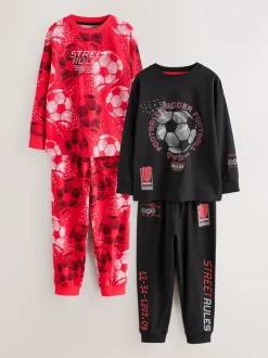 Pyjama's|Nachtkleding En Pyjama's*Next Rood/zwart voetbal - Verpakking van 2 pyjama's met lange mouwen (3-16 jr)