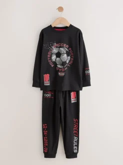 Pyjama's|Nachtkleding En Pyjama's*Next Rood/zwart voetbal - Verpakking van 2 pyjama's met lange mouwen (3-16 jr)