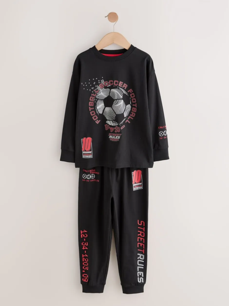 Pyjama's|Nachtkleding En Pyjama's*Next Rood/zwart voetbal - Verpakking van 2 pyjama's met lange mouwen (3-16 jr)