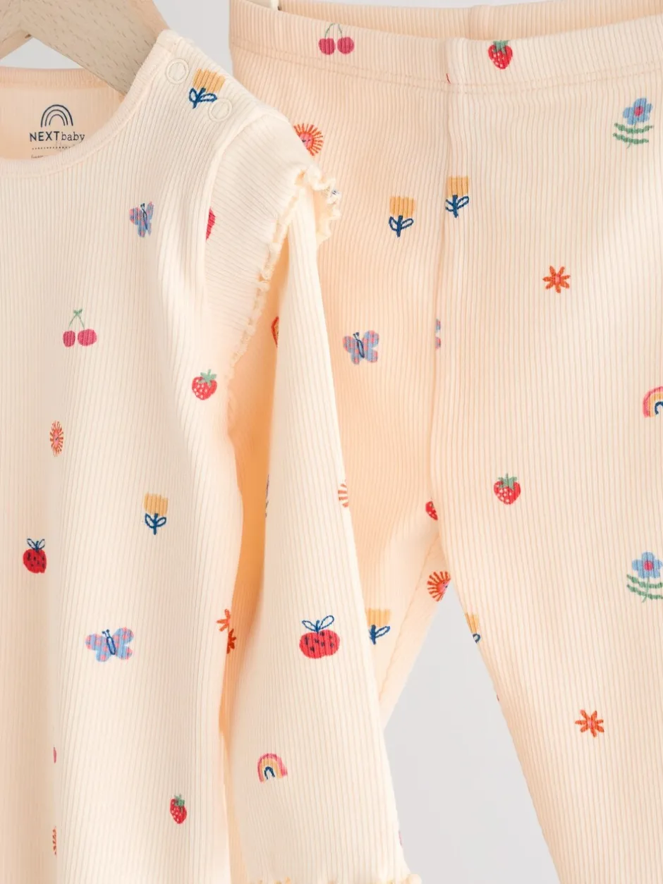 Tops|Tops|Next - 2 -delige babyset van top en legging (0mnd -2jr) Roomkleurig met vrolijke figuurtjes