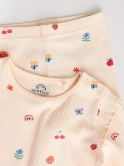 Tops|Tops|Next - 2 -delige babyset van top en legging (0mnd -2jr) Roomkleurig met vrolijke figuurtjes
