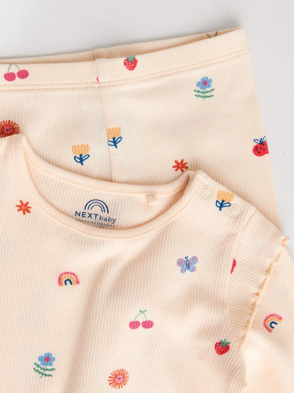 Tops|Tops|Next - 2 -delige babyset van top en legging (0mnd -2jr) Roomkleurig met vrolijke figuurtjes