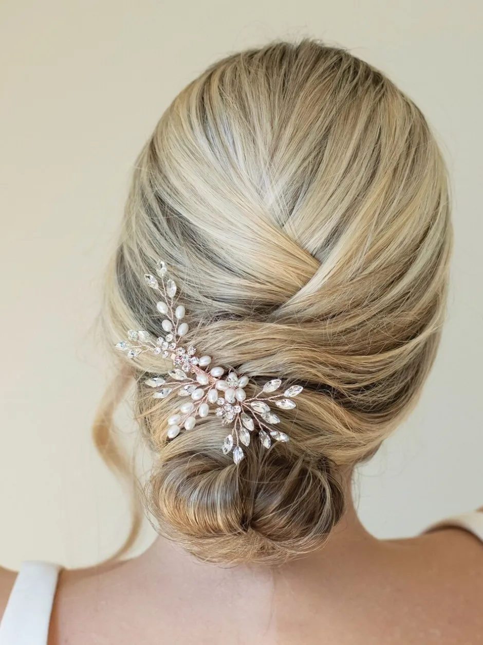 Haaraccessoires|Ivory & Co - - Sierkam met parels en kristallen Roségoudkleurig