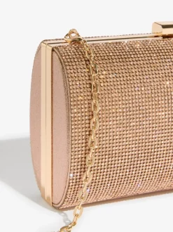 Tassen En Portemonnees*Lipsy - Embellished Box Clutch Bag Roségoudkleurig