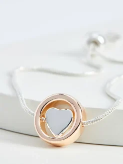 Sieraden*Next Roségoudkleurig/zilverkleurig - Doorgetrokken armband met hartjes